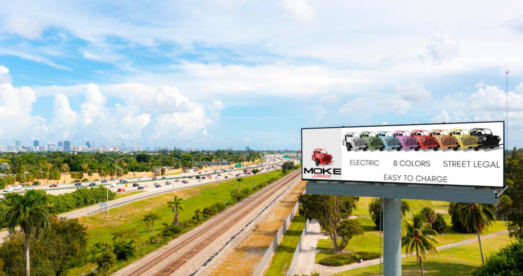 A billboard with the name of electric and rail on it.