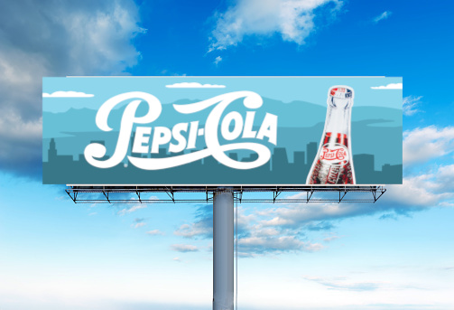 A billboard with the pepsi cola logo on it.