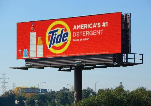 Blank billboard against blue sky, put your own text here